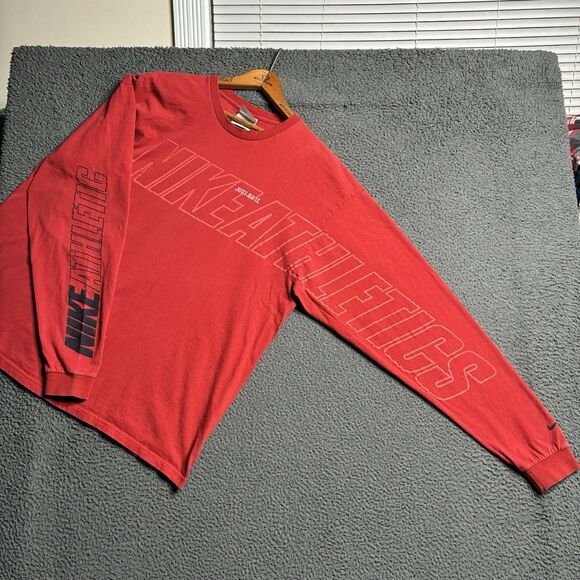 Vintage Y2K Nike Spell Out Size Large Long Sleeve T-Shirt Men’s Swoosh - Picture 2 of 14